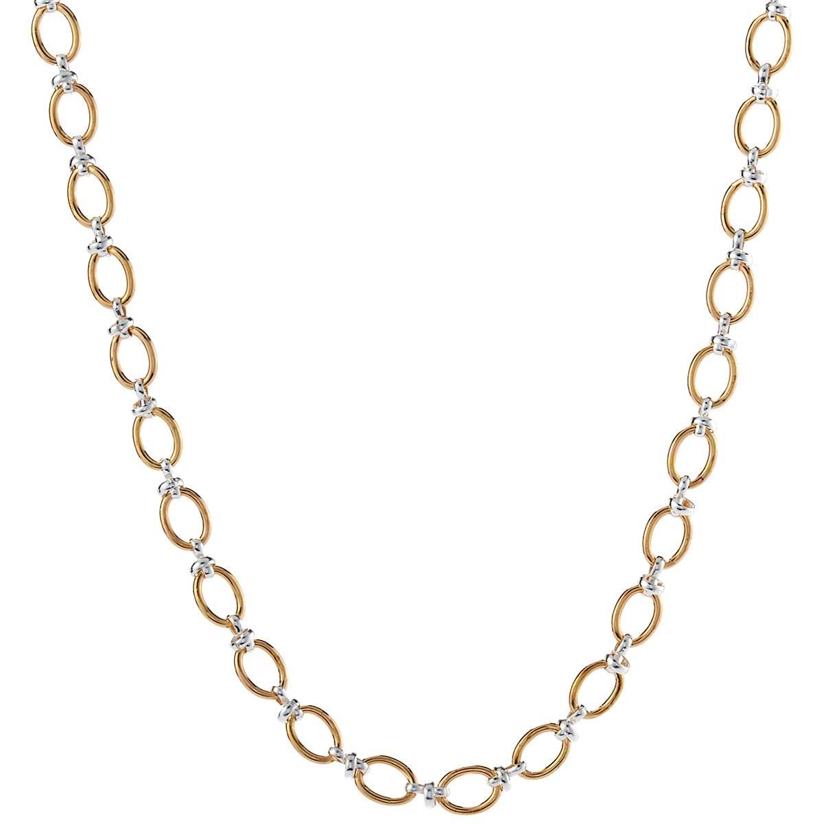 Design Collection 18in. Alternate Oval Link Two-Tone Necklace