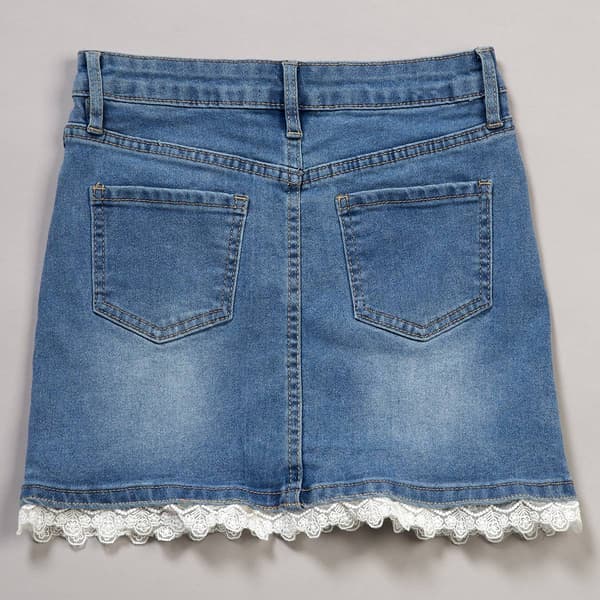 Girls (7-14) YMI® Lace Trim Denim Skirt