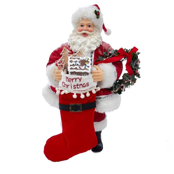 Kurt S. Adler 10.5in. Fabriche&#40;tm&#41; Gingerbread Santa with Stocking - image 