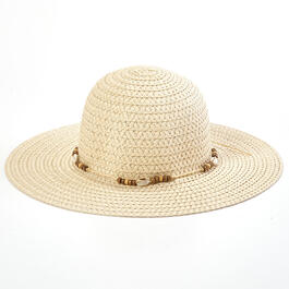 Womens Mad Hatter Floppy Hat with Shells & Beads