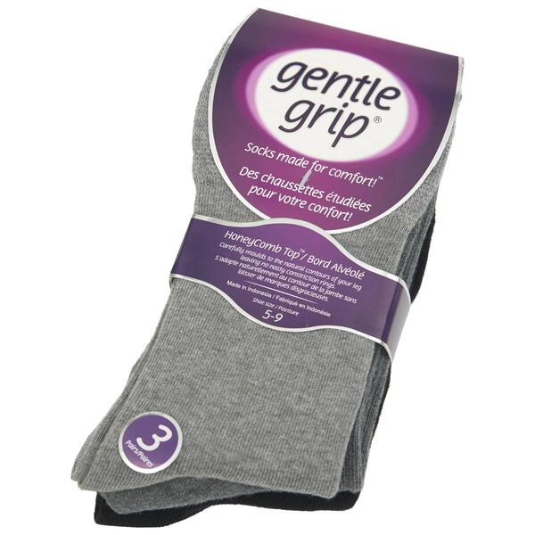 Womens Gentle Grip 3pk. Solid Crew Socks - image 