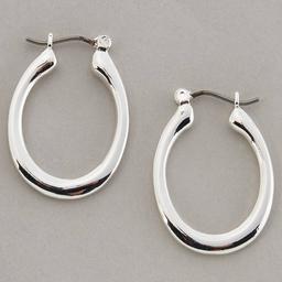 Design Collection Silver Plated Oval Hoop Earrings