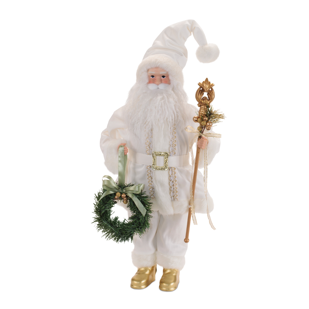 Melrose Santa Figurine with Wreath & Staff