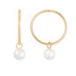 Splendid Pearls 14kt. Gold Pearl 14mm Hoops Earrings - image 1