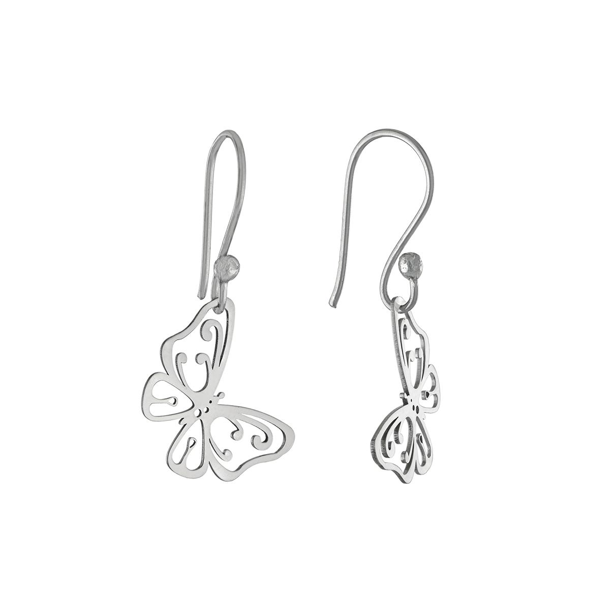 Athra Sterling Silver Butterfly Drop Earrings