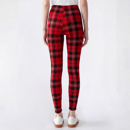 Juniors Jolie & Joy Basic Tartan Plaid High Waist Leggings