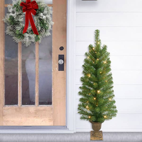Puleo International Pre-Lit Potted Christmas Trees - Set of 2