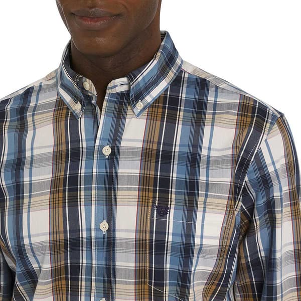 Mens Chaps Long Sleeve Plaid Stretch Button Down Shirt - Ivory