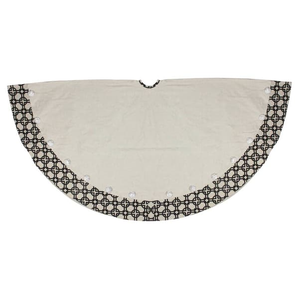 Allstate 54in. Black & White Rhinestone Christmas Tree Skirt - image 