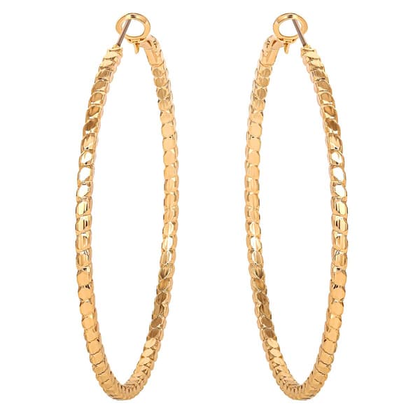 Jessica Simpson Imitation Yellow Gold Plated Omega Hoop Earrings - image 