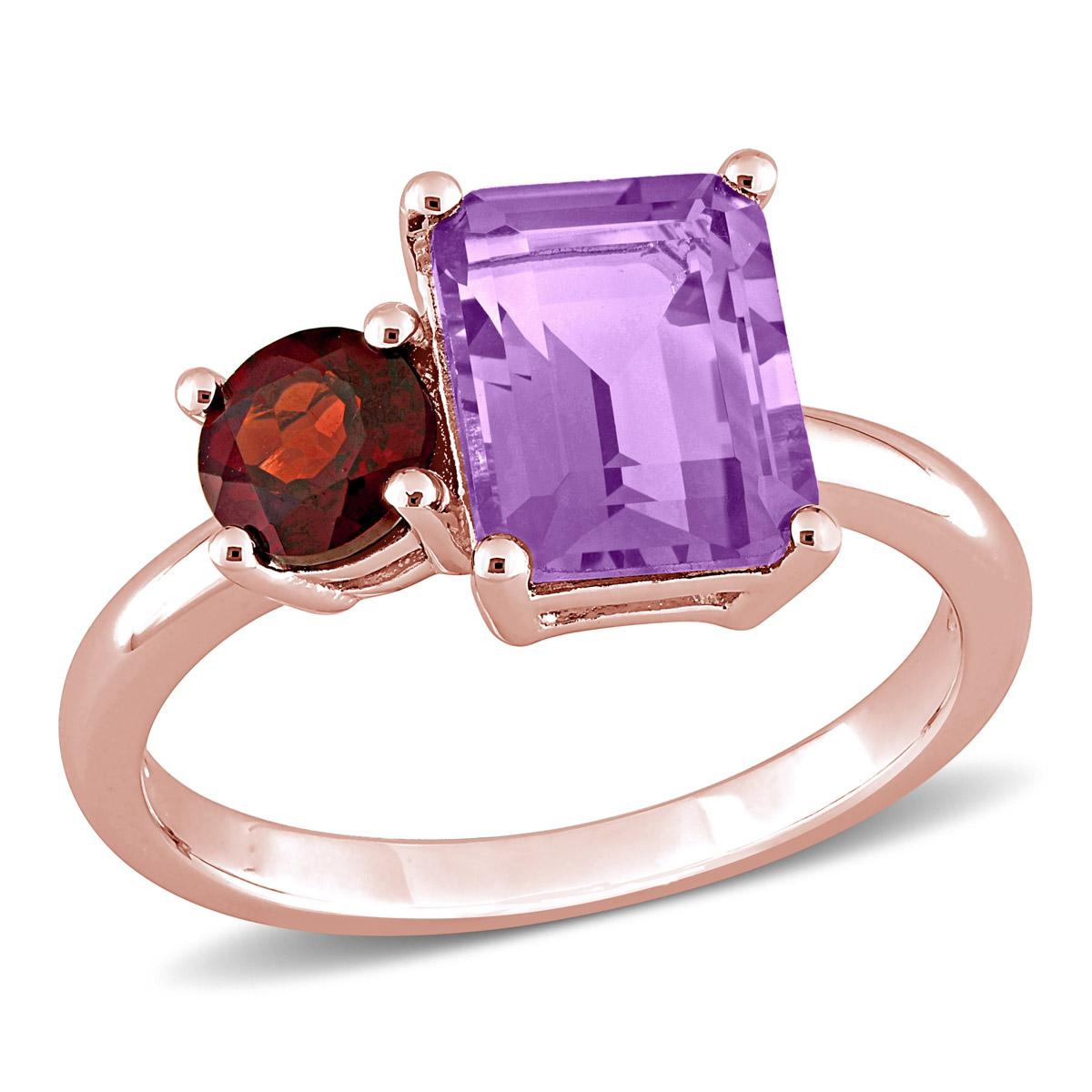 Gemstone Classics™ Rose Gold Plated Amethyst & Garnet Ring