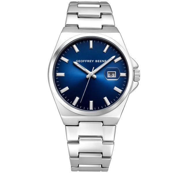 Mens Geoffrey Beene(R) Silver-Tone Blue Dial Watch - GB8225SL - image 