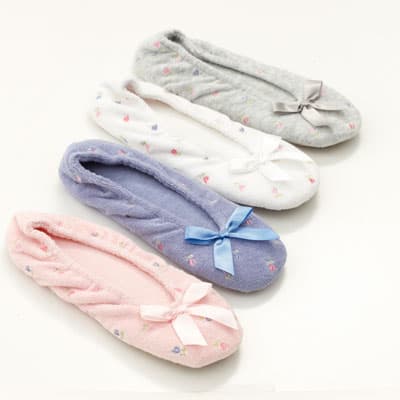Womens Isotoner Embroidered Terry Ballet Slippers