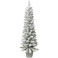 Santa''s Workshop 4ft. Pre-Lit Warm White Flocked Slim Potted Tree - image 1