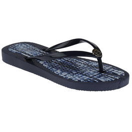 Womens Ellen Tracy Navy Opaque Jelly Flip Flops with Charm
