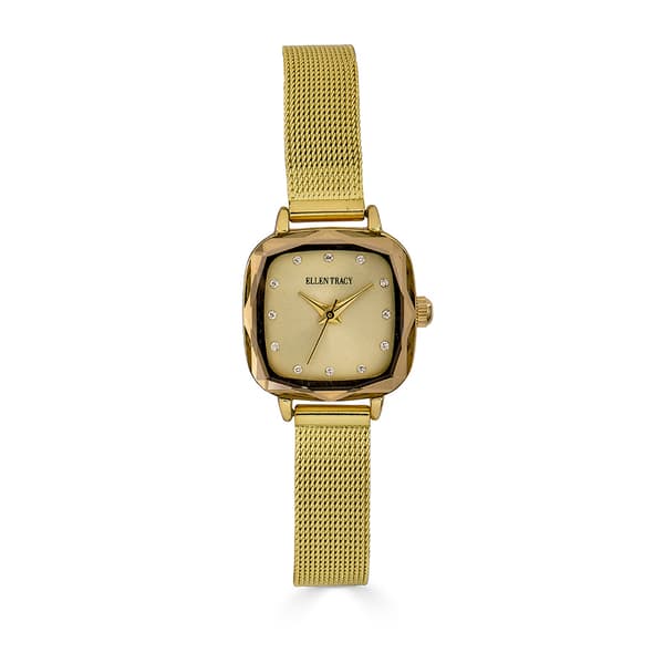 Womens Ellen Tracy Gold-Tone Square Mesh Watch - ET5427GD - image 