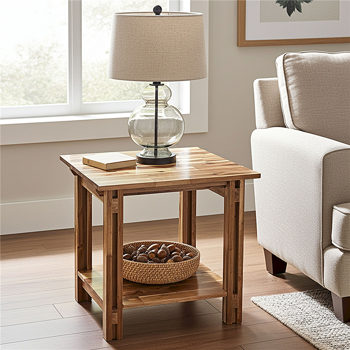 Fairway Avenue Home(tm) Solid Acacia Architectural End Table