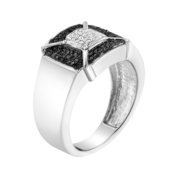 Mens Haus of Brilliance Enhanced Black & White Diamond Band Ring