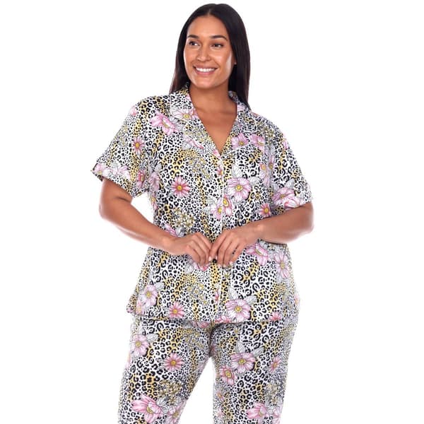 Plus Size White Mark 2pc. Leopard Floral Pajama Set