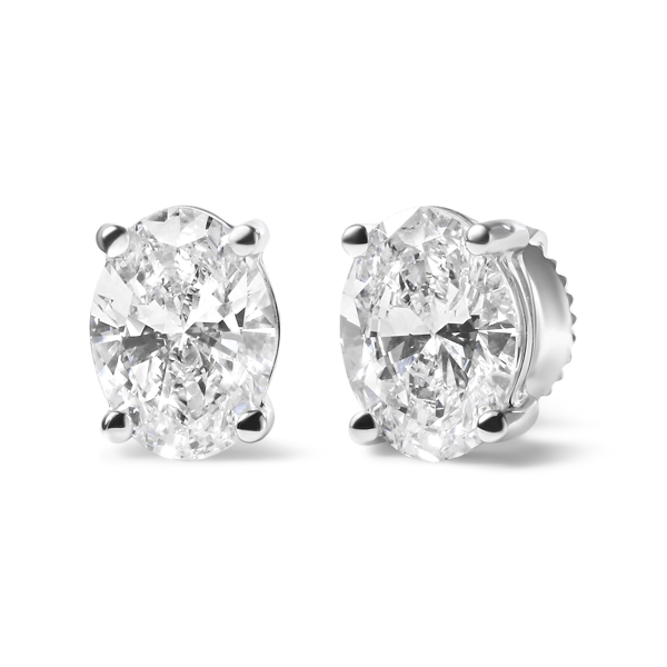 Haus of Brilliance White Gold Oval Lab Grown Diamond Stud Earrin