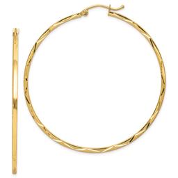 Gold Classics(tm) 10kt. 1.5x50mm Diamond Cut Hoop Earrings
