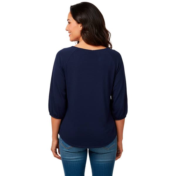 Womens French Laundry Elbow Sleeve Embroidery Yoke Blouse