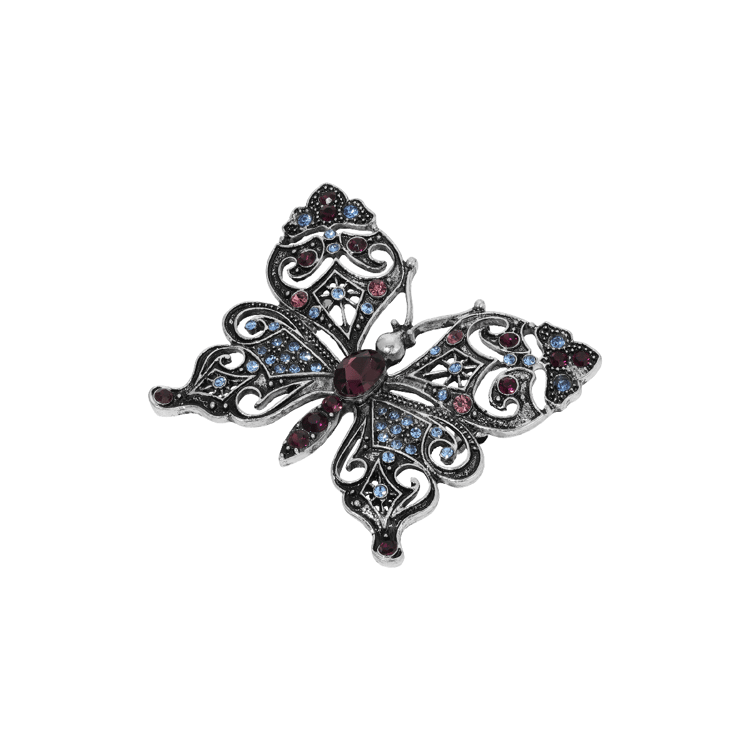 1928 Jewelry Butterfly Multi-Colored Stones Brooch