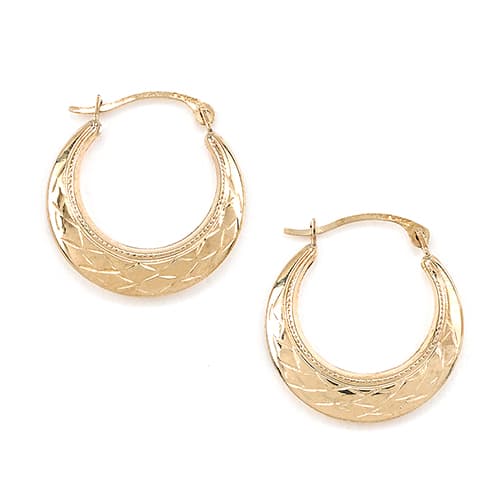 Yellow 10kt. Gold Diamond Cut X Hoop Earrings