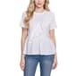 Womens NY Collection Short Sleeve Solid Ruffle Front Poplin T - image 1
