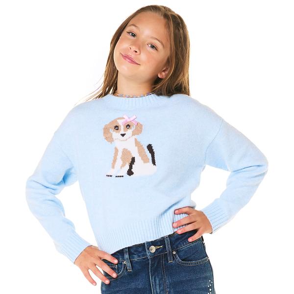Girls (7-16) No Comment Long Sleeve Dog Chenille Sweater - image 