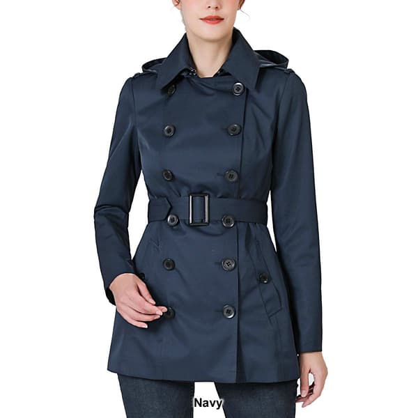 Womens BGSD Waterproof Classic Hooded Short Trench Coat