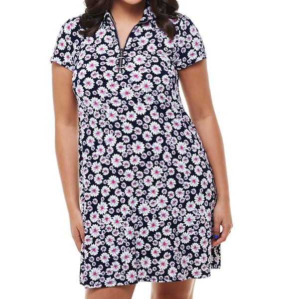 Petite MSK Short Sleeve Floral Half Zip Neck Shift Dress