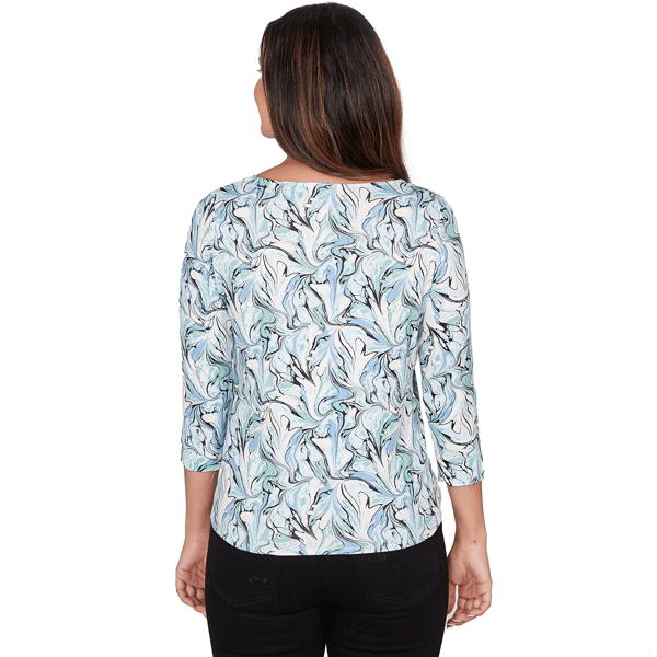 Womens Emaline Key Items 3/4 Sleeve Twist Front Abstract Blouse