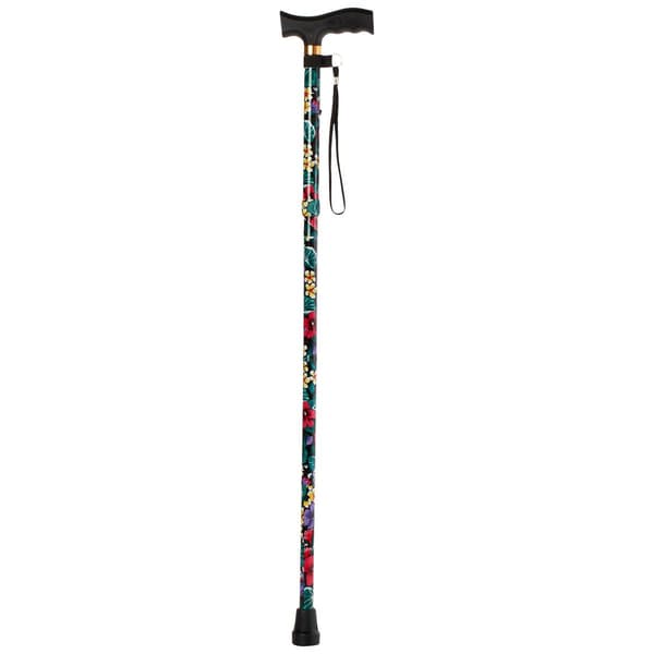 Womens Floral Pattern Fashion Folding Cane - Black - image 