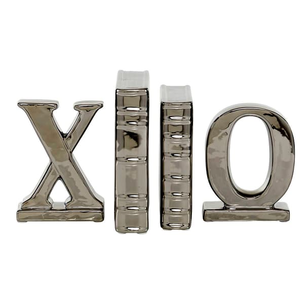 9th & Pike&#40;R&#41; Silver Ceramic Bookend Sculptures - Set of 4