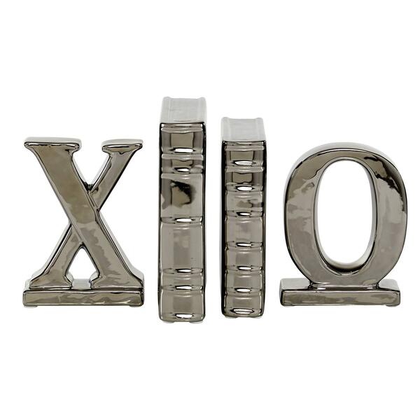 9th & Pike&#40;R&#41; Silver Ceramic Bookend Sculptures - Set of 4 - image 