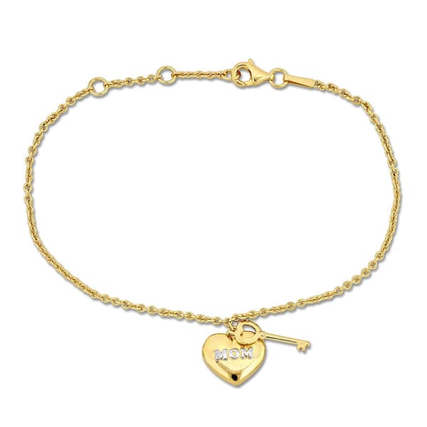Silver and 18kt. Yellow Gold Plated Mom Charm Bracelet - image 