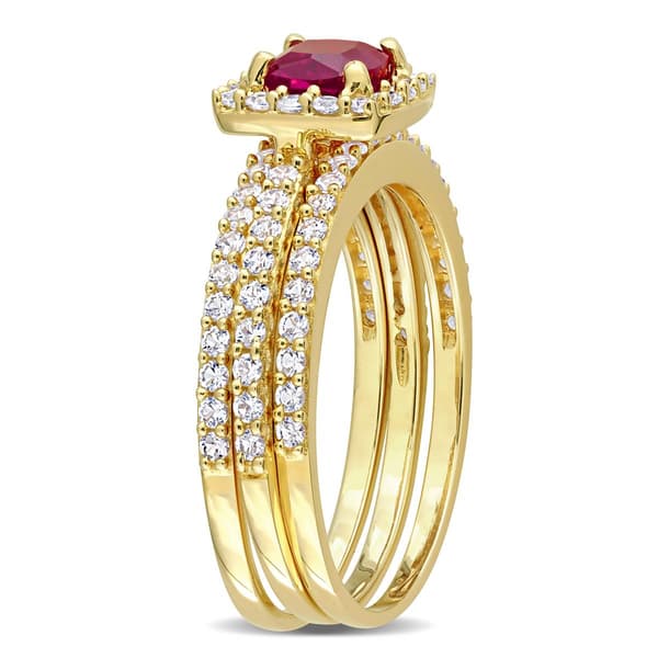 Gemstone Classics&#8482; 10kt. Gold Plated Lab Created Ruby Ring