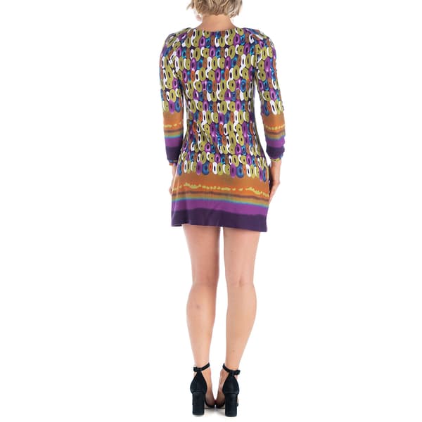 Womens 24/7 Comfort Apparel Colorful Long Sleeve A-Line Dress