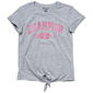Girls (7-16) Champion(R) Short Sleeve Tie Front Glitter Text Tee - image 1