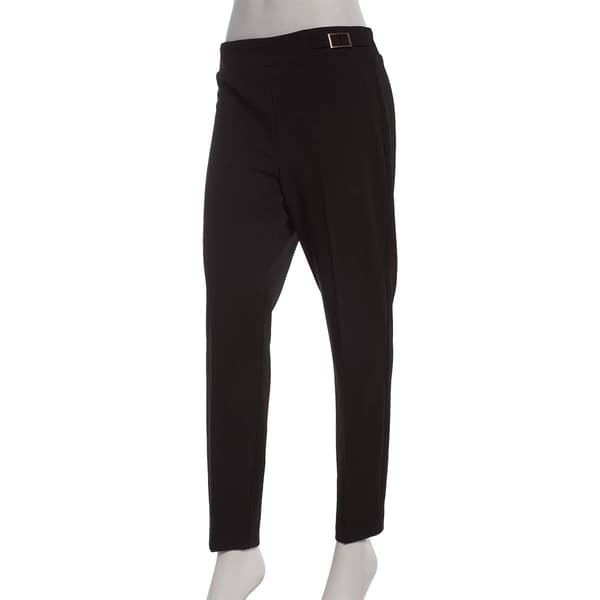 Womens Soho Apparel Solid Buckle Ankle Crepe Dress Pants - image 