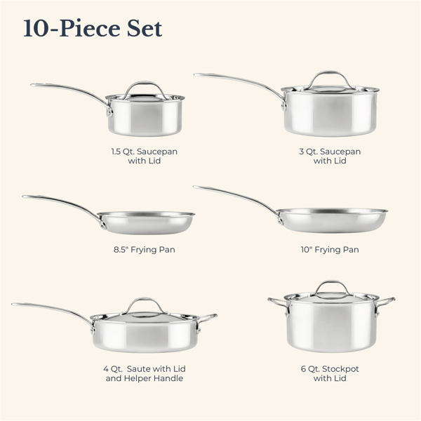 Anolon® EverLast 10pc. Tri-Ply Clad Cookware Set