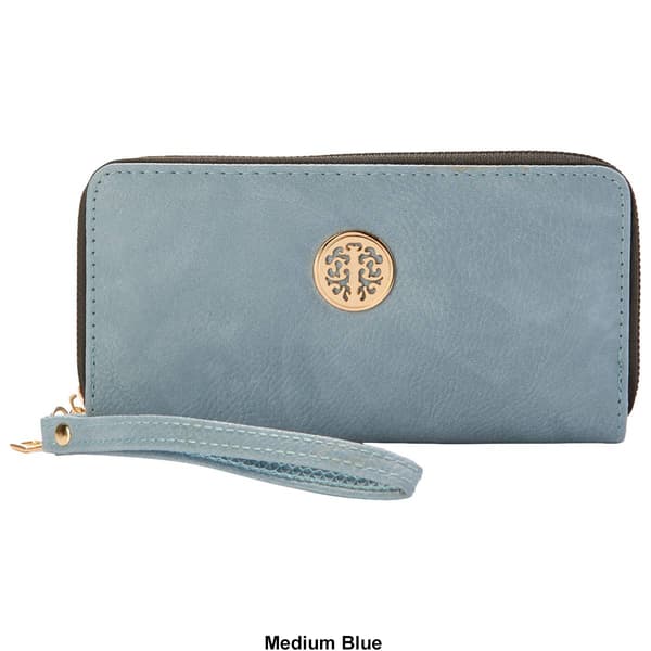 Womens Sasha Distressed Pebble Zip-Around Wallet