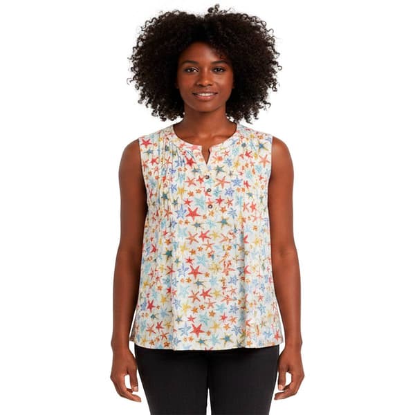 Petite Napa Valley Sleeveless Star Pleat Jacquard Blouse - image 