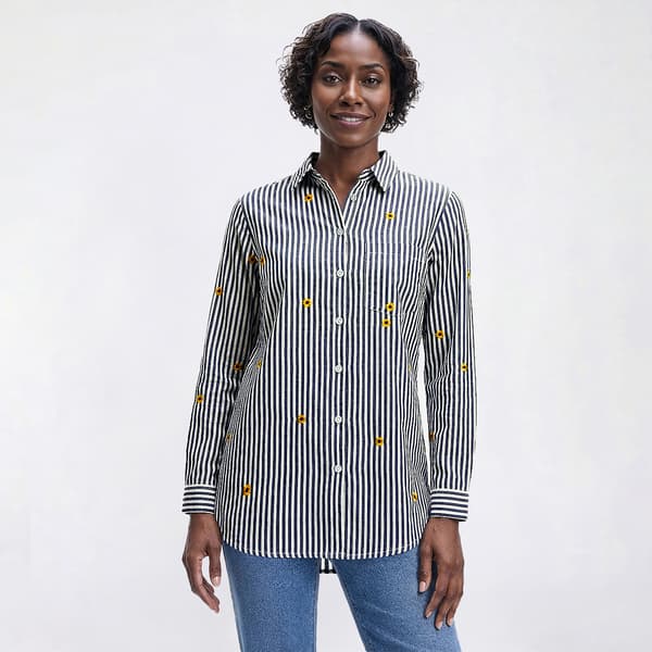 Womens beachlunchlounge Kaylee Embroidery Sunflower Button Down