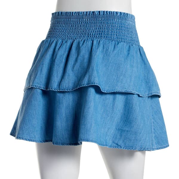 Juniors No Comment Tara Tiered Denim Skirt