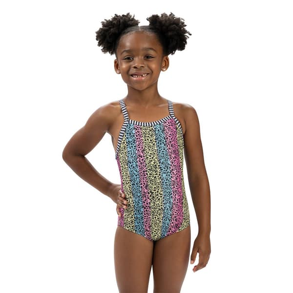 Toddler Girls Dolfin(R) Floret Criss-Cross One Piece Swimsuit - image 