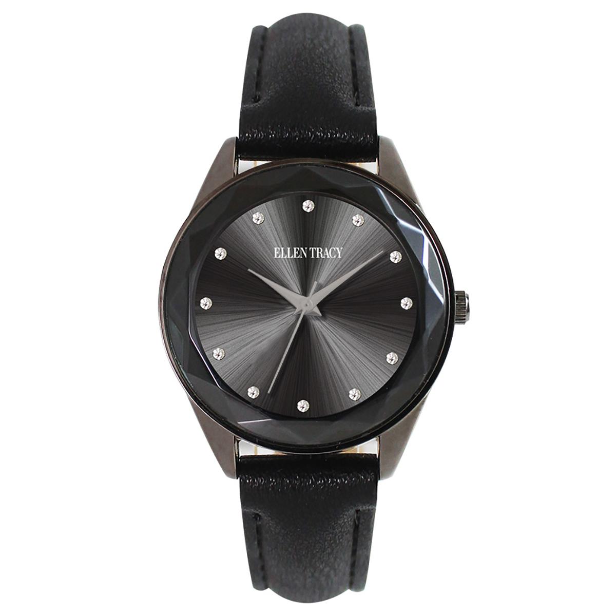 Womens Ellen Tracy Gunmetal Crystal Bezel Watch - ET5181GU