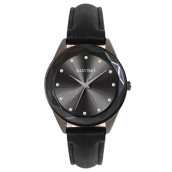 Womens Ellen Tracy Gunmetal Crystal Bezel Watch - ET5181GU - image 