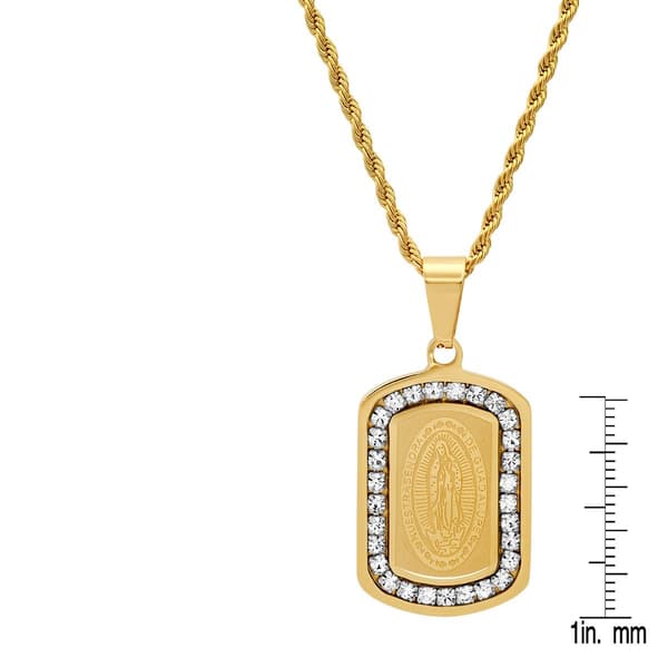 Mens Steeltime Lady of Guadalupe Pendant Necklace